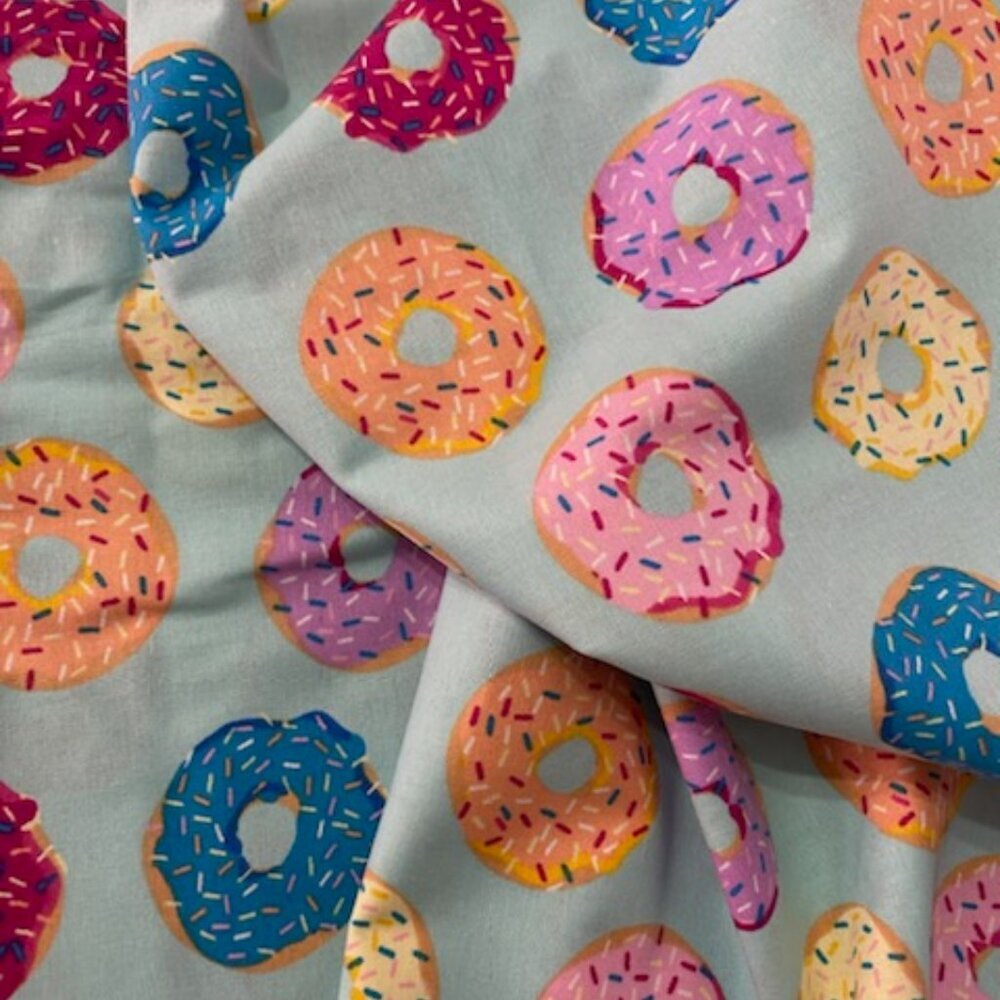 New Sweet Colorful Pastel Sprinkle Doughnut Donuts Cotton Fabric By the Yard OOP